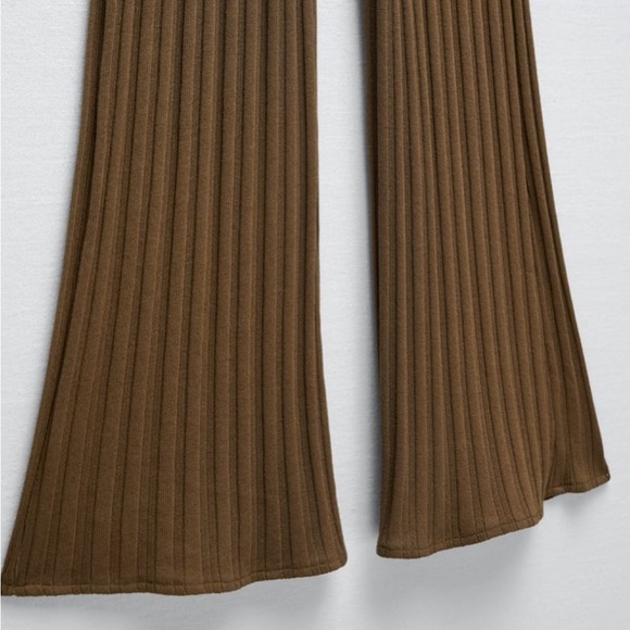 ZARA 2pcs Slit Ribbed Tunic Dress + Flared Ribbed Pants Coord Set BNWT - Picture 3 of 5